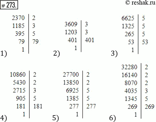  273.     :1) 2370;    4) 10 860; 2) 3609;    5) 27 700; 3) 6625;    6) 32...