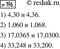  196.          ,       :1) 4,3  4,36;        2) 1,06  1,068;3)...