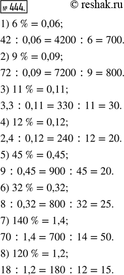  444.      ,  , :1)  6 %  42;     2)  9 %  72;3)  11 %  3,3;   4)  12 %  2,4;5)...