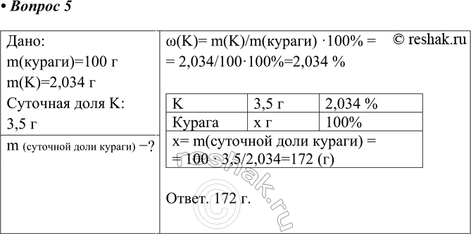  5  100    2,034  .     ,     ?:m()=100 m(K)=2,034 ...