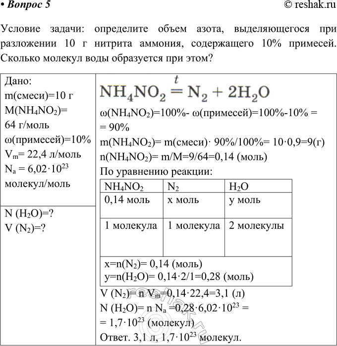  5       : NH4NO2 = N2+ 22.   ,          ...