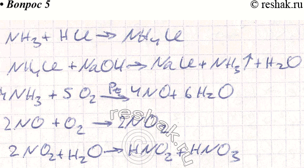   5.          :NH3 - NH4Cl - NH3 - NO  NO2 -...